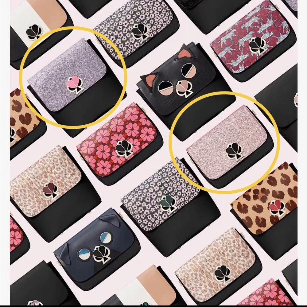 (2) Kate Spade Make it Mine flaps: Rose Gold Glitter and Purple glitter